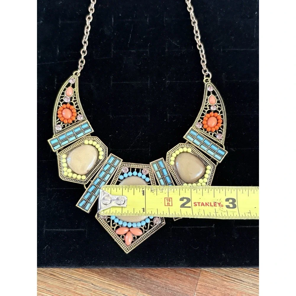 BETSEY JOHNSON Necklace Fantasy Island Time Multicolor Lucite & Bead Blue Orange